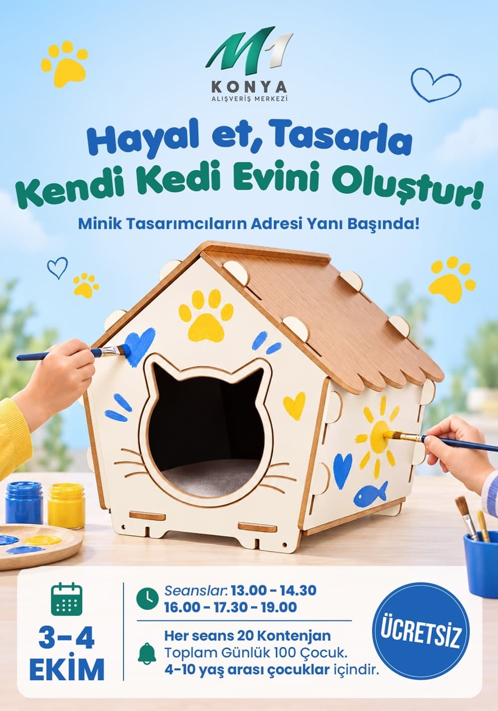 M1 Konya AVM'den Çocuklara Özel Kedi Evi Atölyesi
