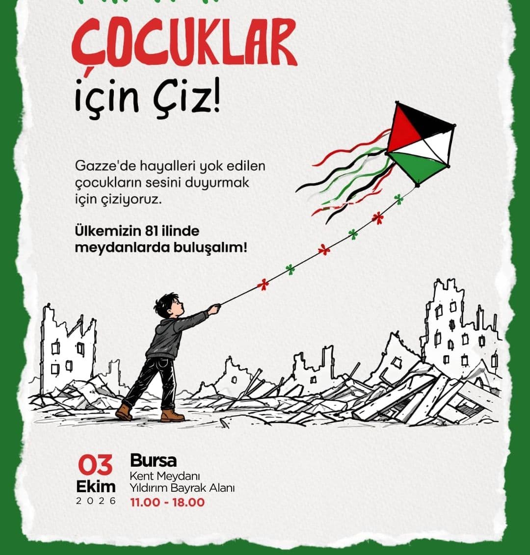 Gazzeli Çocuklar İçin 81 İlde Eş Zamanlı Resim Etkinliği Düzenleniyor