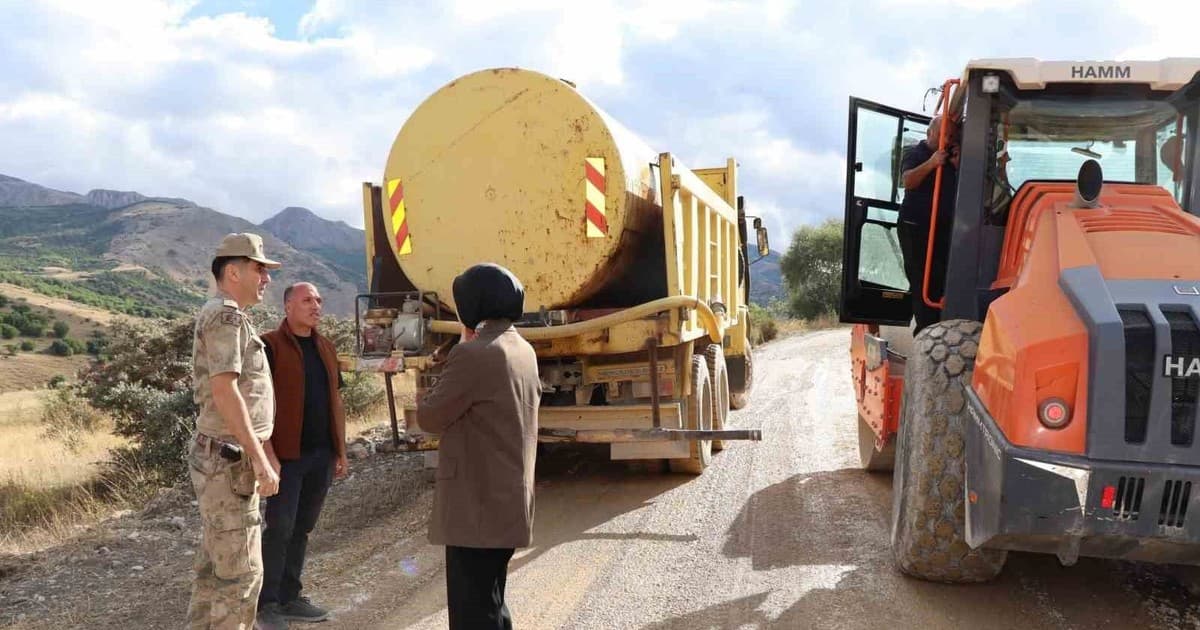 Tercan'da Kemerçam Köy Yolu Asfaltlanıyor