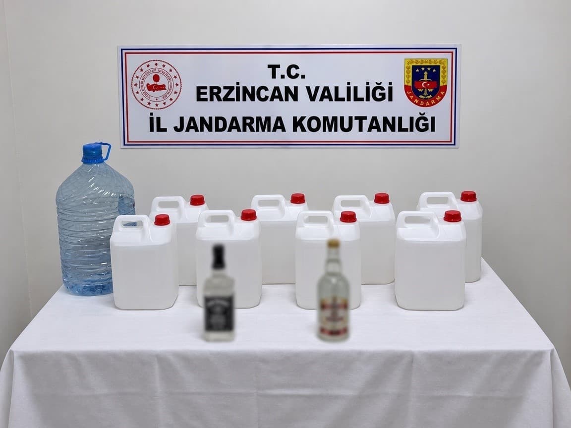 Erzincan’da kaçak içki operasyonunda 40 litre etil alkol ele geçirildi