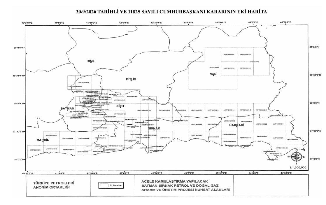 Şırnak ve Çevre İllerde Petrol ile Doğal Gaz Arama Çalışmaları İçin Kamulaştırma Kararı